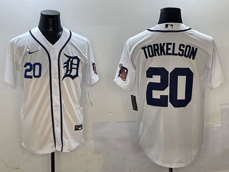 Men Detroit Tigers #20 Torkelson White Game 2025 Nike MLB Jersey style 4->detroit tigers->MLB Jersey